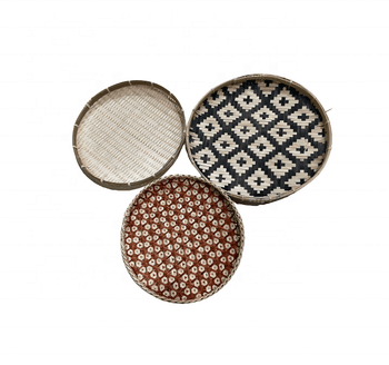 Vietnam handicraft wicker rattan basket - Bamboo Woven Round Basket Tray Rustic for storage fruit food container home party - 99 GOLD DATA - Vietnam