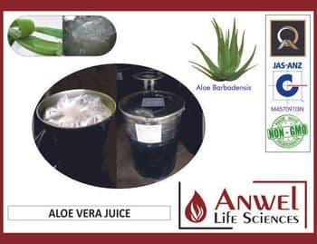 Aloe Vera Juice With Pulp Purity 100% Fiber Size 2 Mm To 5 Mm Certification Iso 9001:2008 Plant Part Used Inner Gel Of - Anwel Life Sciences Pvt Ltd - India