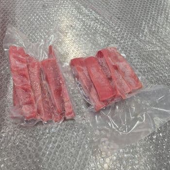 Frozen Yellowfin Tuna Strips - CO Treated, Size 10-20cm, IVP 500g (By TbestPro) - TBESTPRO TRADING INVESTMENT COMPANY LIMITED - Vietnam