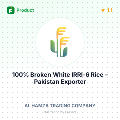 100% Broken White IRRI-6 Rice – product summary card, no photo uploaded yet