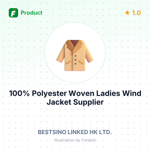 100% Polyester Woven Ladies Wind Jacket – summary card, no photo uploaded yet