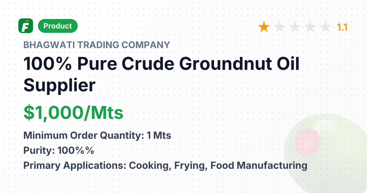 100% Pure Crude Groundnut Oil – product summary card, no photo uploaded yet