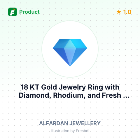 18 KT Gold Jewelry Ring with Diamond, Rhodium, and Fresh Water Pearl – summary card, no photo uploaded yet