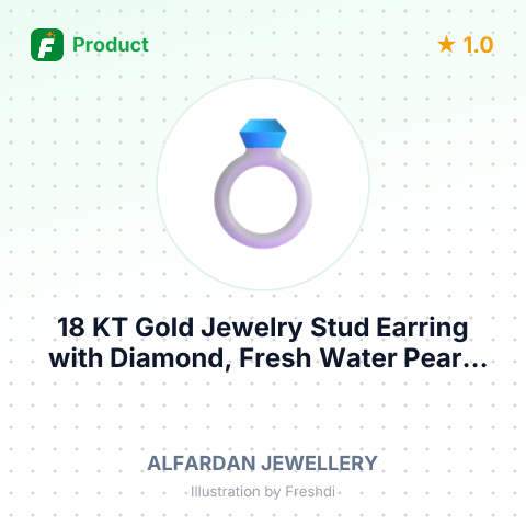 18 KT Gold Jewelry Stud Earring with Diamond, Fresh Water Pearl, and Rhodium – summary card, no photo uploaded yet
