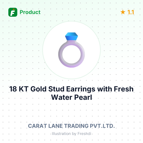 18 KT Gold Stud Earrings with Fresh Water Pearl – summary card, no photo uploaded yet