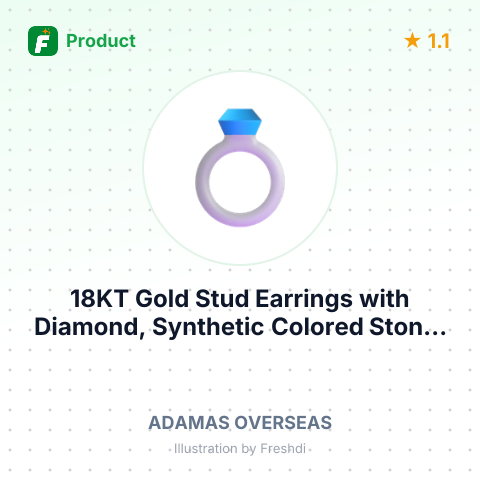 18KT Gold Stud Earrings with Diamond, Synthetic Colored Stone, and Pearl – summary card, no photo uploaded yet