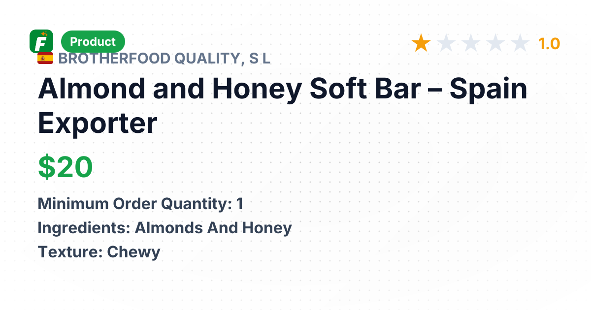Almond and Honey Soft Bar – product summary card, no photo uploaded yet
