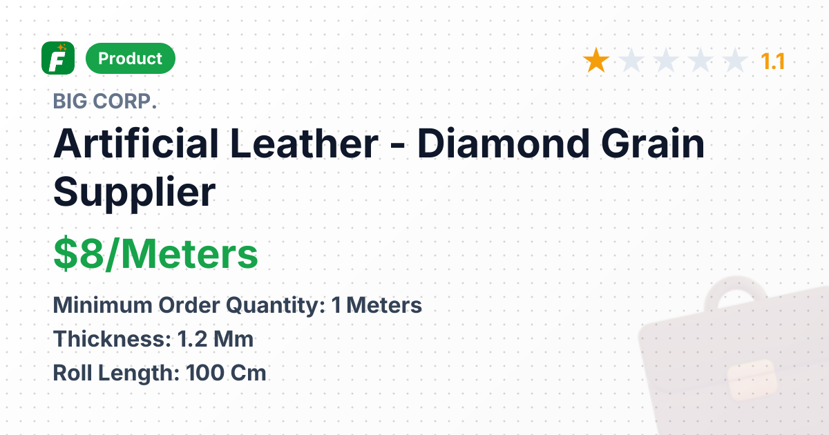 Artificial Leather - Diamond Grain – product summary card, no photo uploaded yet