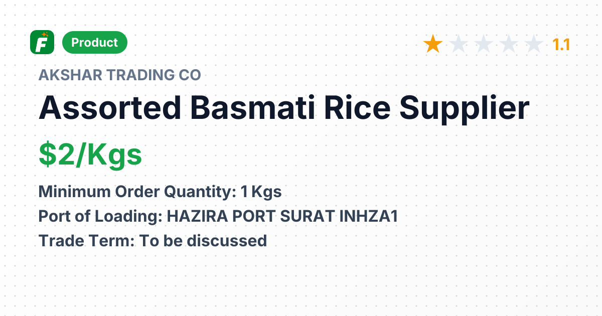 Assorted Basmati Rice – product summary card, no photo uploaded yet