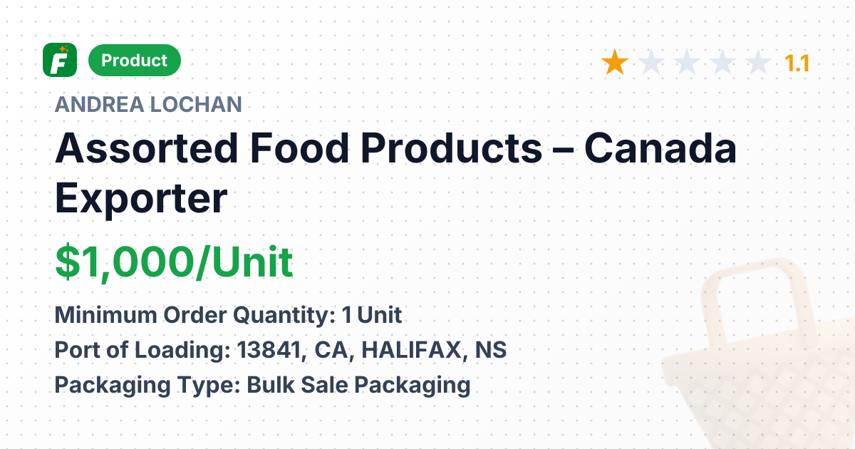Assorted Food Products – product summary card, no photo uploaded yet