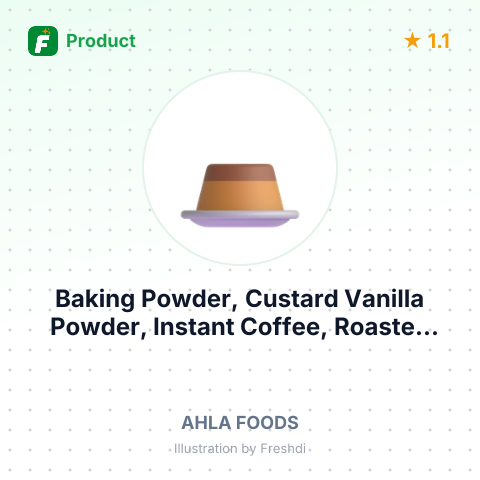 Baking Powder, Custard Vanilla Powder, Instant Coffee, Roasted and Salted Sunflower Seeds, Roasted and Salted Pumpkin Seeds – summary card, no photo uploaded yet