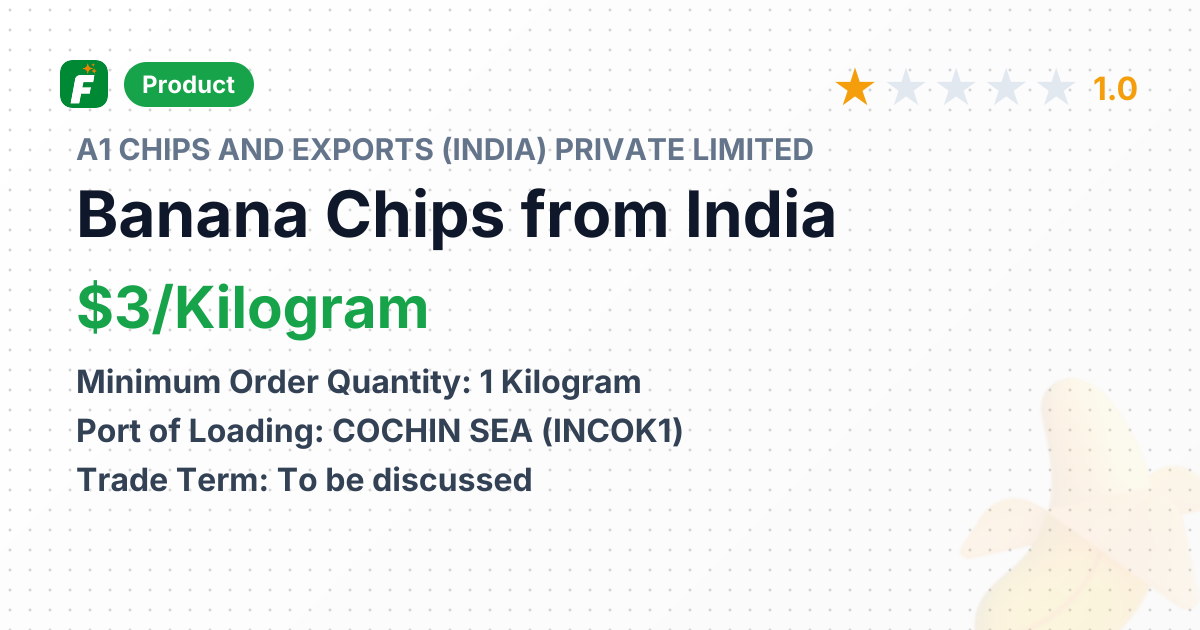 Banana Chips – product summary card, no photo uploaded yet