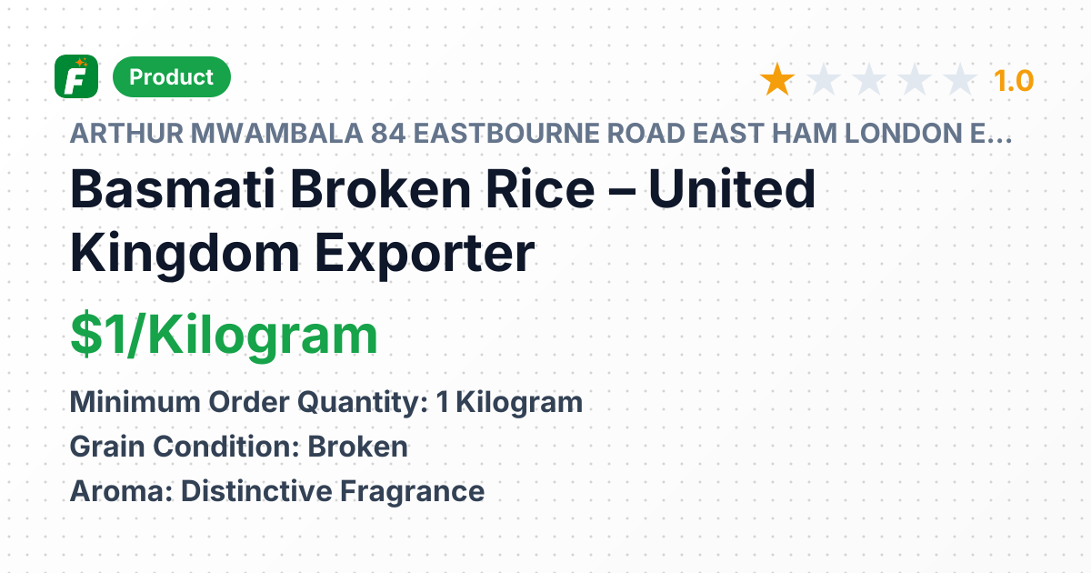 Basmati Broken Rice – product summary card, no photo uploaded yet