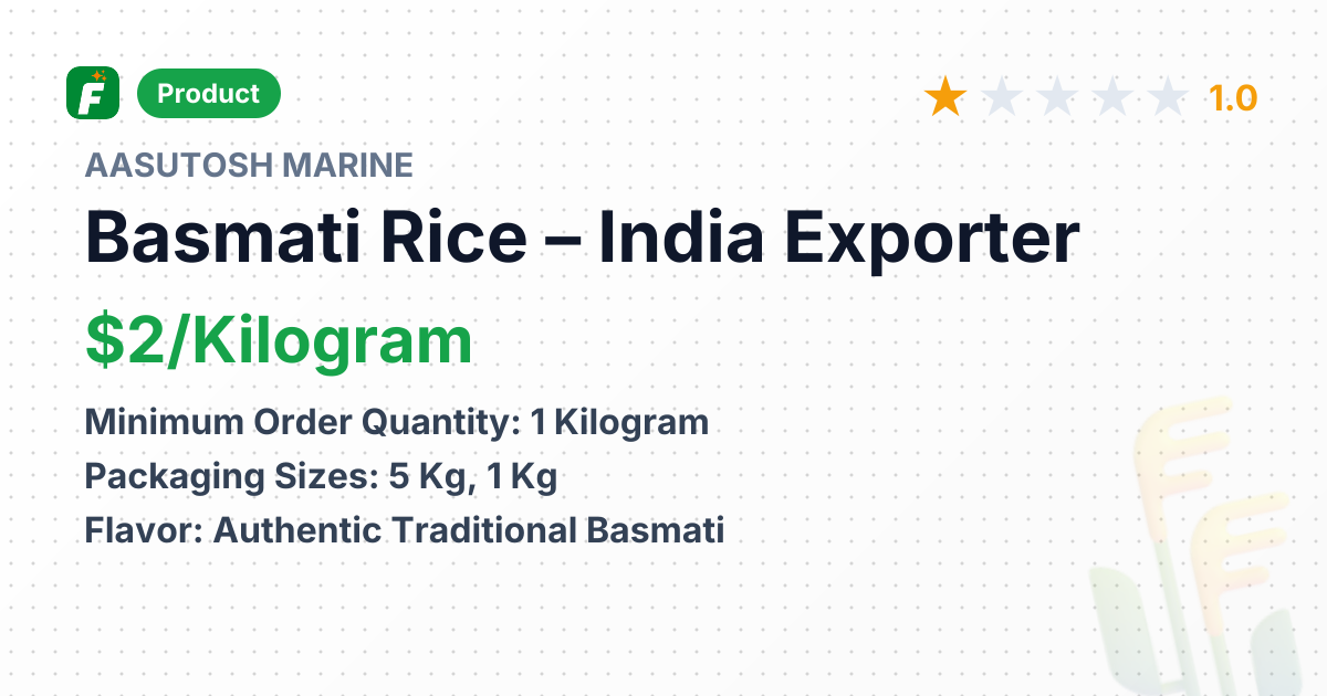 Basmati Rice – product summary card, no photo uploaded yet