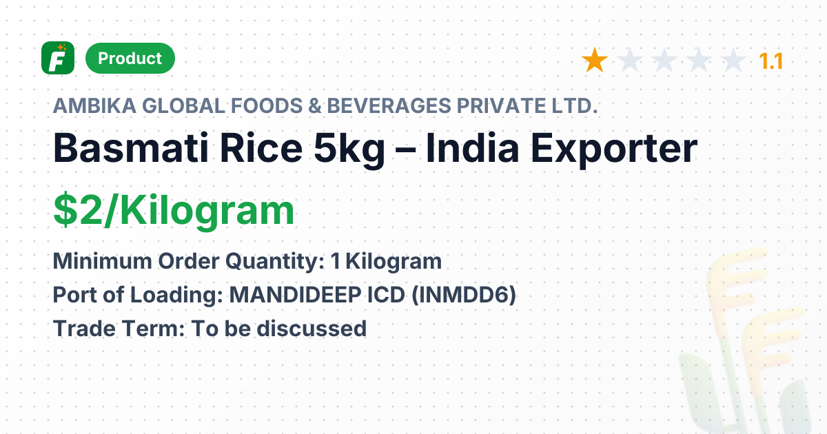 Basmati Rice 5kg – product summary card, no photo uploaded yet