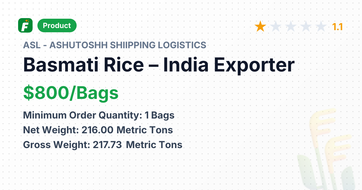 Basmati Rice – product summary card, no photo uploaded yet