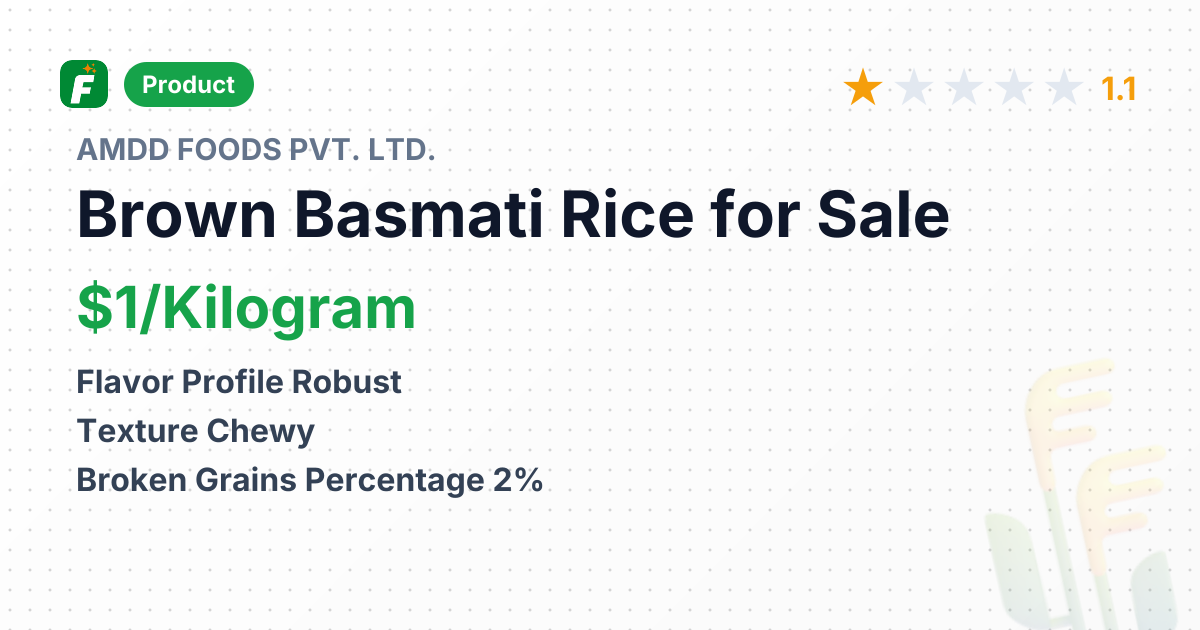 Basmati Rice - Grade A Dehradun Basmati Brown Rice – product summary card, no photo uploaded yet