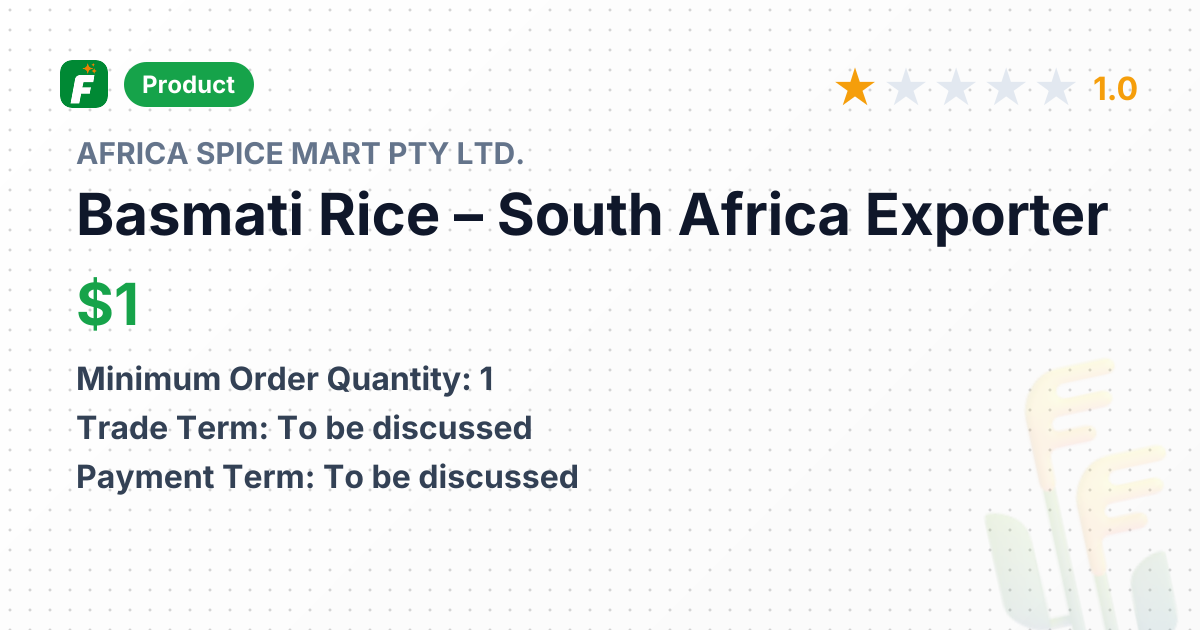 Basmati Rice – product summary card, no photo uploaded yet