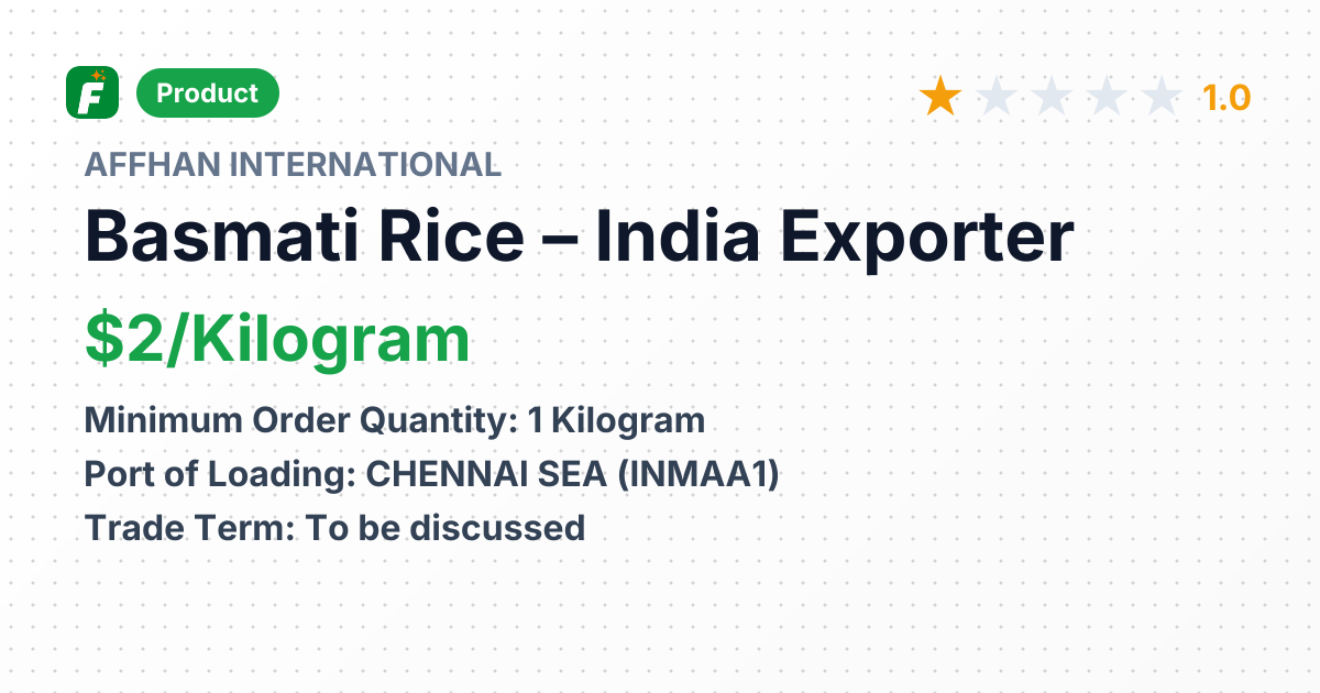 Basmati Rice – product summary card, no photo uploaded yet