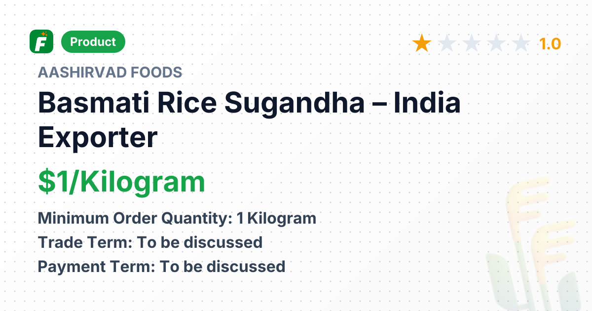 Basmati Rice Sugandha – product summary card, no photo uploaded yet