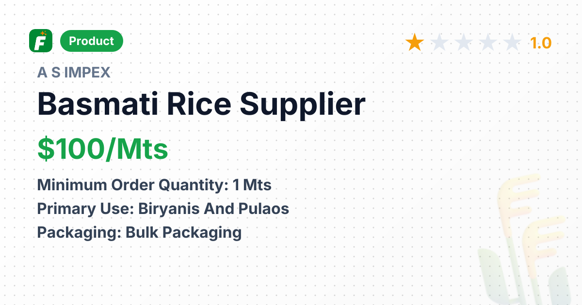 Basmati Rice – product summary card, no photo uploaded yet