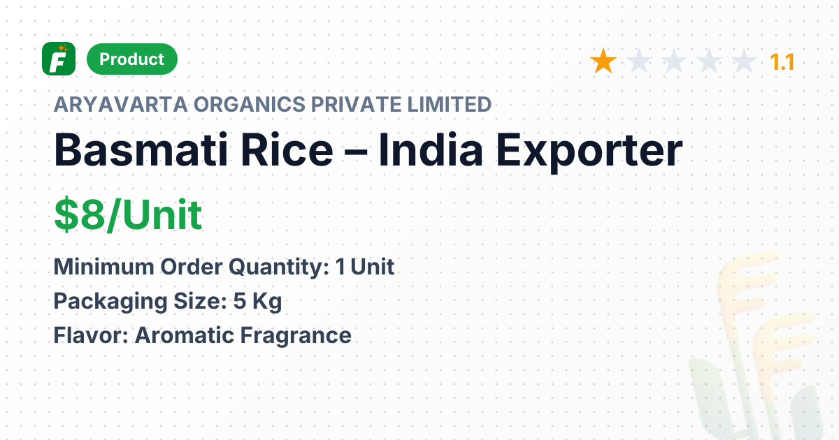 Basmati Rice – product summary card, no photo uploaded yet