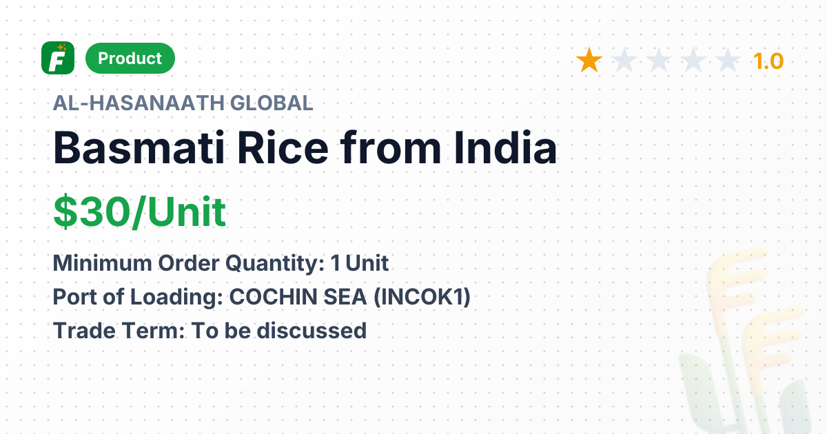 Basmati Rice – product summary card, no photo uploaded yet
