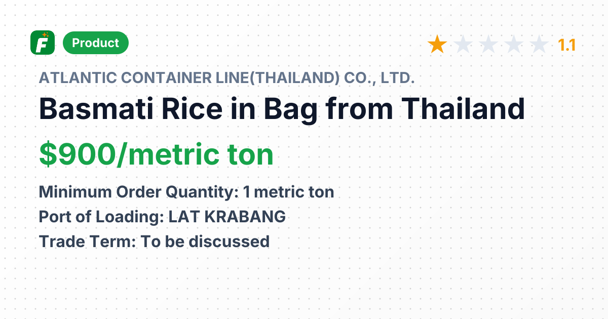 Basmati Rice in Bag – product summary card, no photo uploaded yet