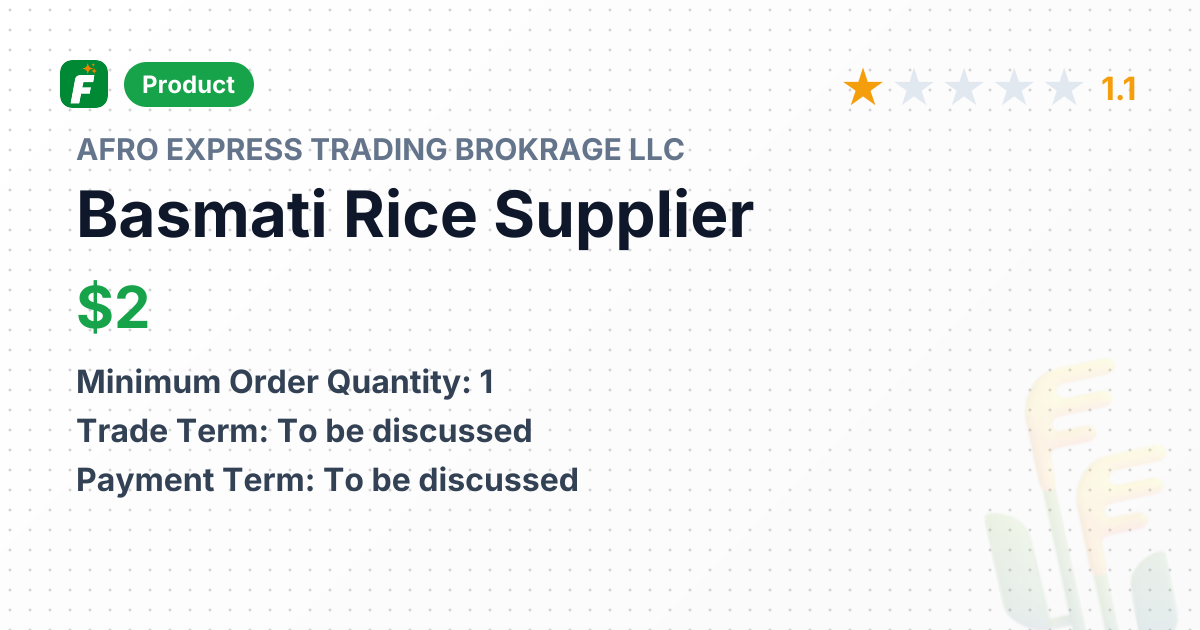 Basmati Rice – product summary card, no photo uploaded yet