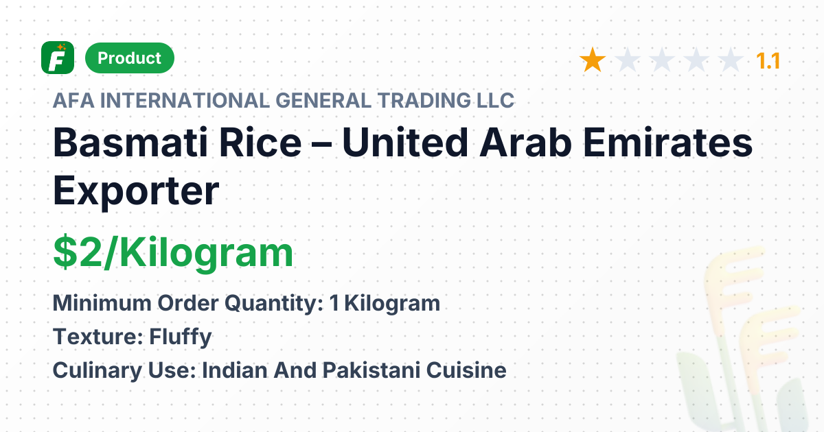 Basmati Rice – product summary card, no photo uploaded yet