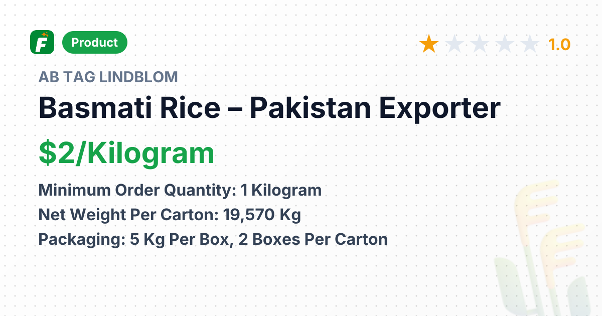 Basmati Rice – product summary card, no photo uploaded yet