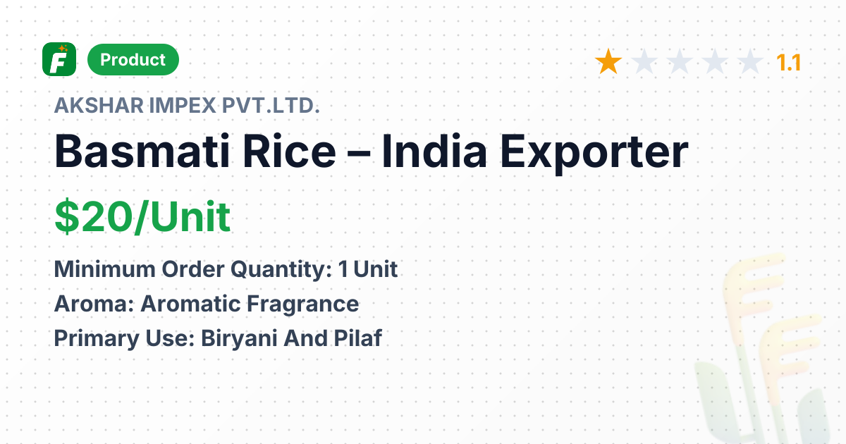 Basmati Rice – product summary card, no photo uploaded yet