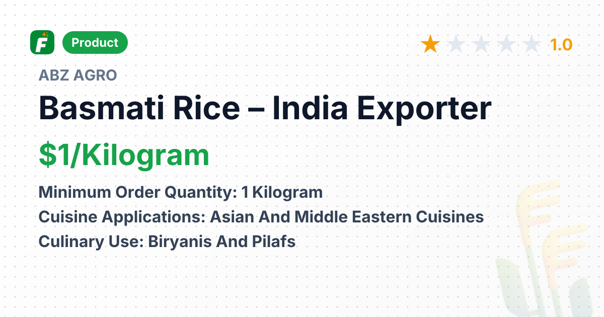 Basmati Rice – product summary card, no photo uploaded yet