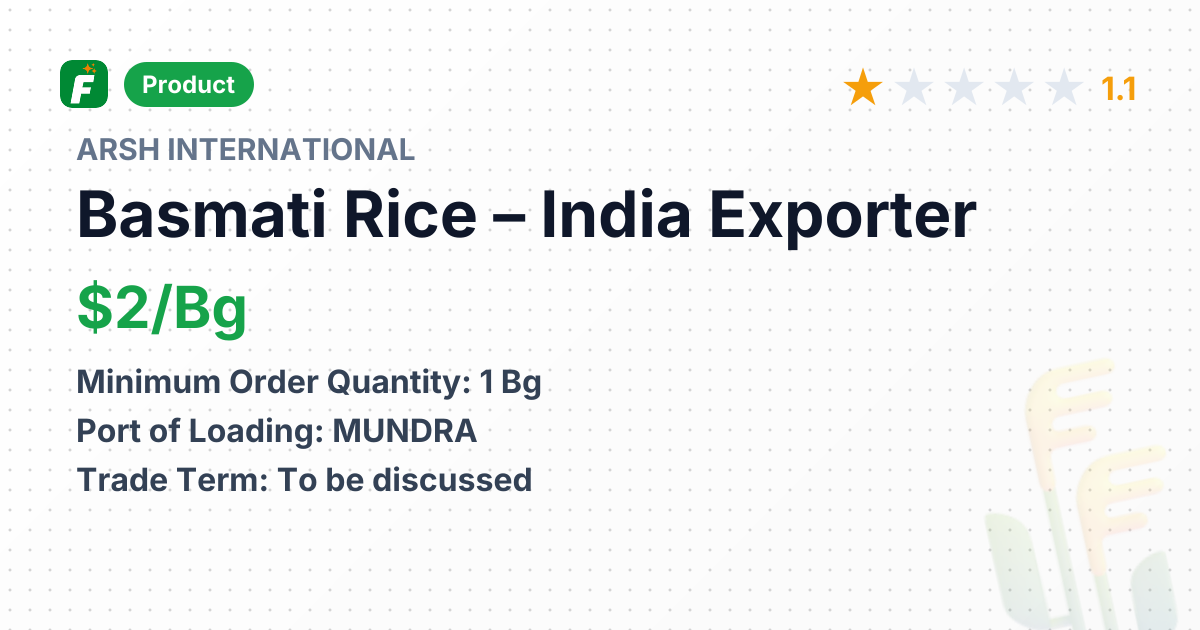 Basmati Rice – product summary card, no photo uploaded yet