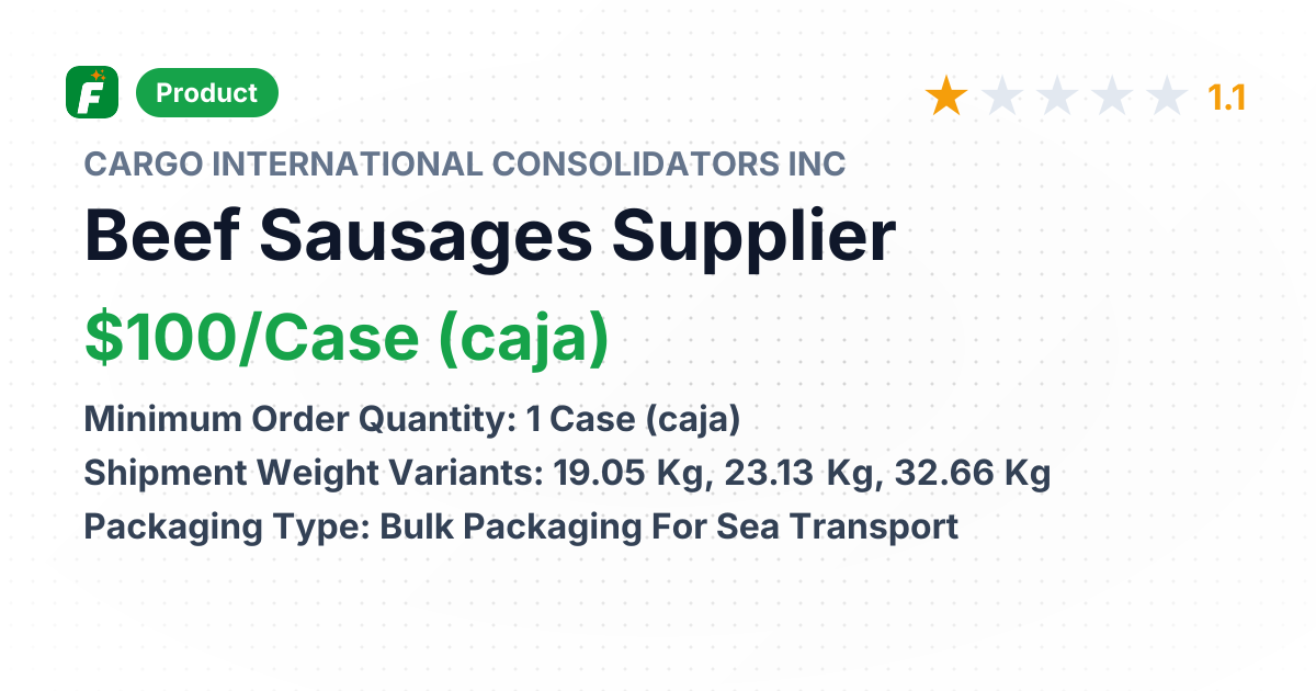 Beef Sausages – product summary card, no photo uploaded yet