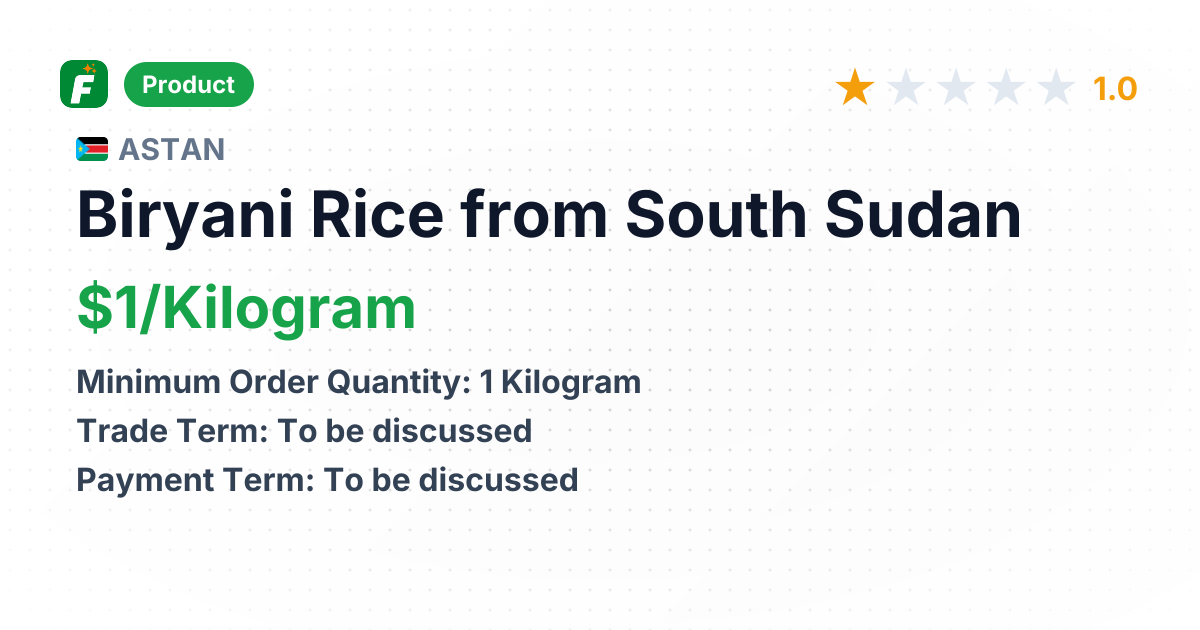 Biryani Rice – product summary card, no photo uploaded yet
