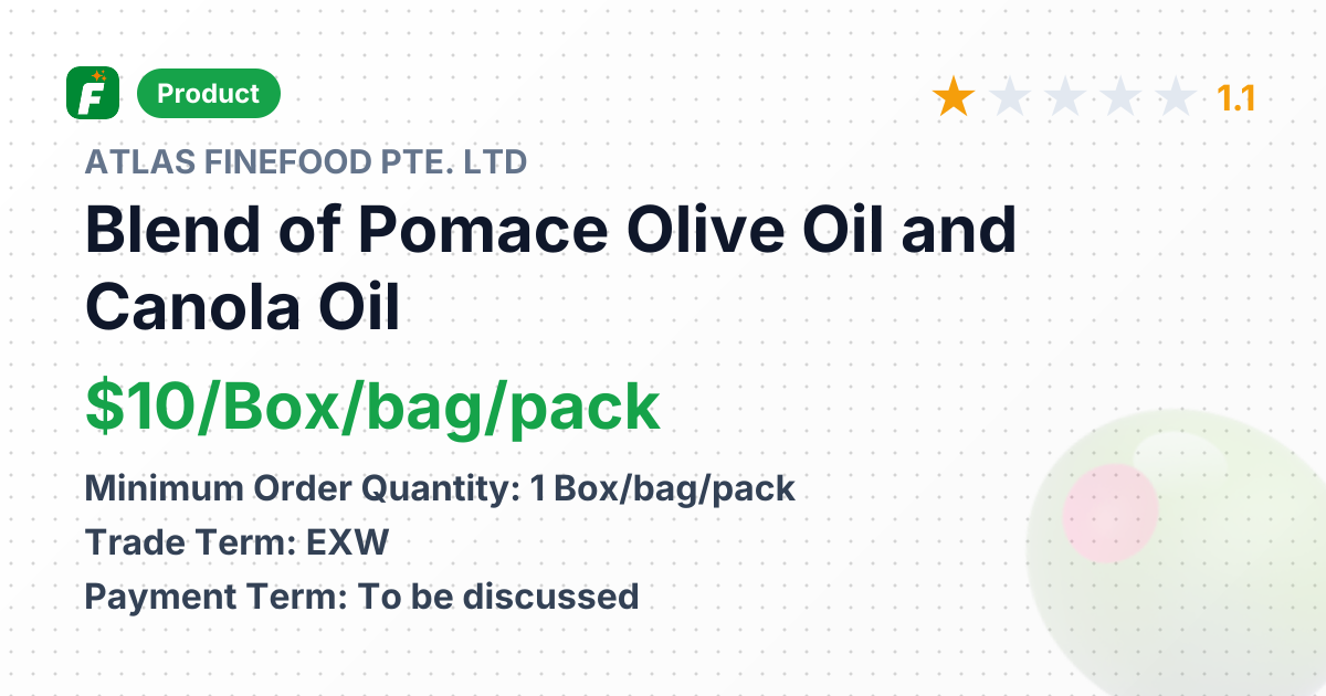 Blend of Pomace Olive Oil and Canola Oil – product summary card, no photo uploaded yet