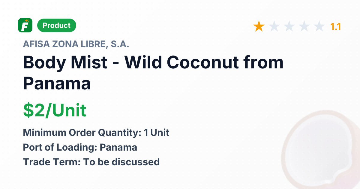 Body Mist - Wild Coconut – product summary card, no photo uploaded yet
