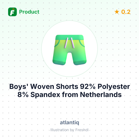 Boys' Woven Shorts 92% Polyester 8% Spandex – summary card, no photo uploaded yet