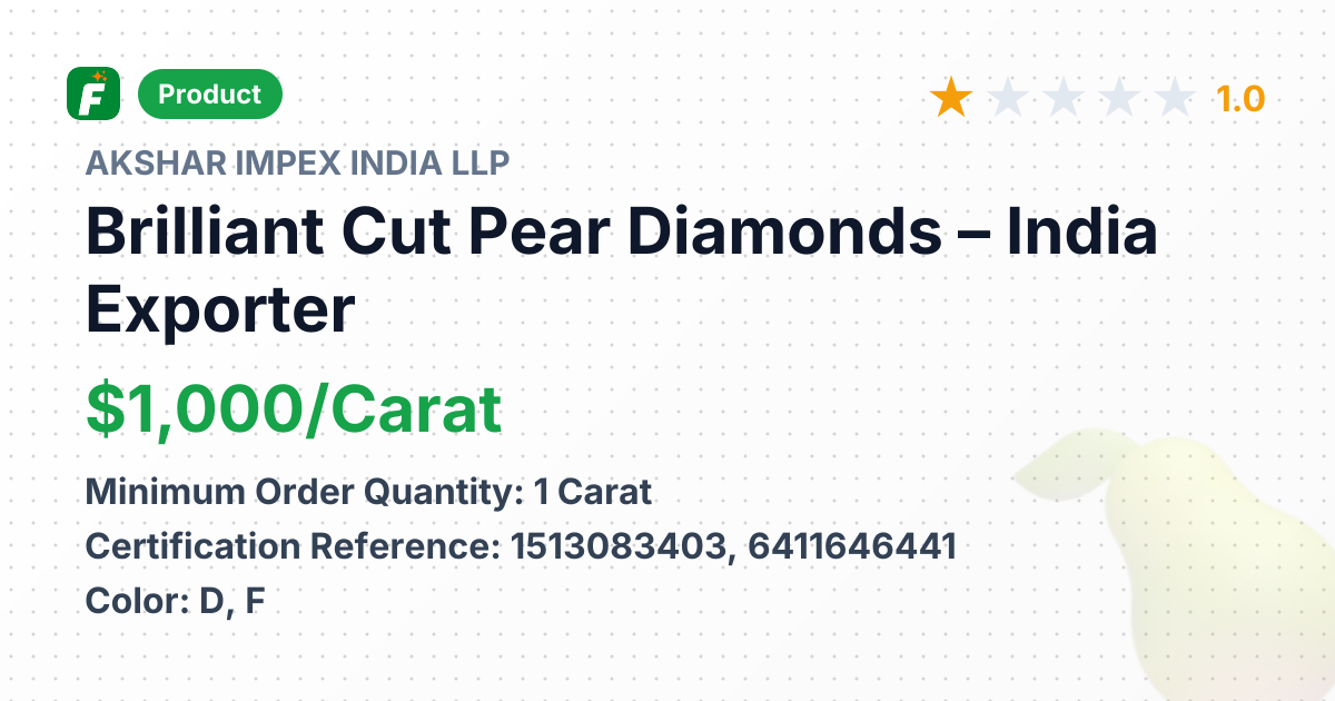 Brilliant Cut Pear Diamonds – product summary card, no photo uploaded yet