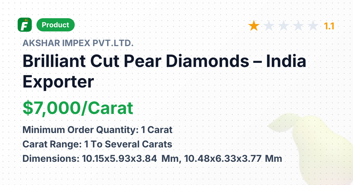 Brilliant Cut Pear Diamonds – product summary card, no photo uploaded yet