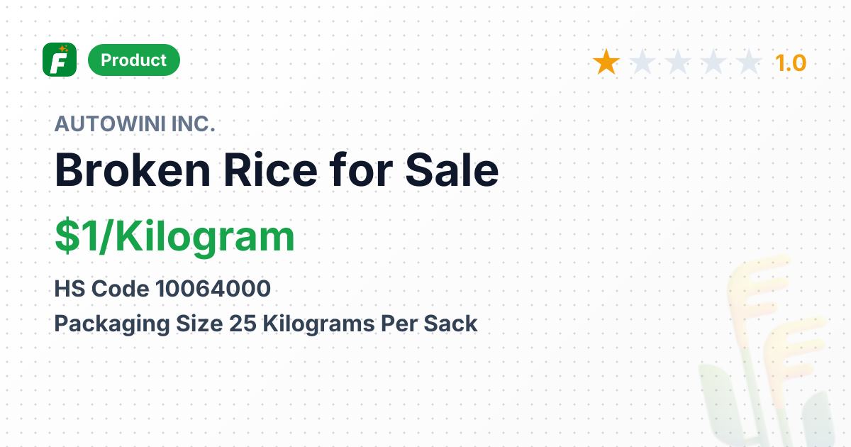 Broken Rice – product summary card, no photo uploaded yet