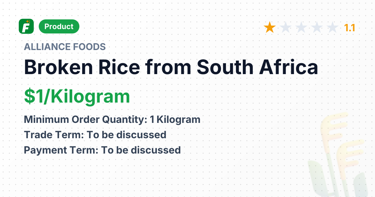 Broken Rice – product summary card, no photo uploaded yet