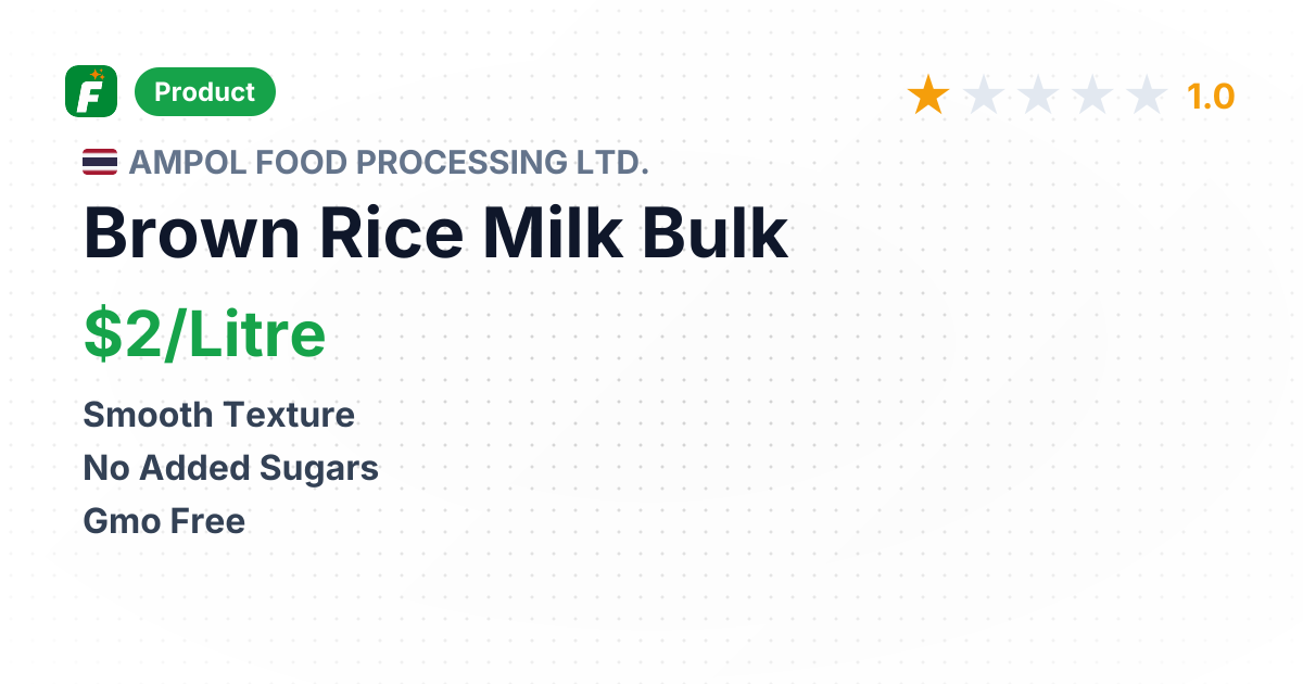 Brown Rice Milk – product summary card, no photo uploaded yet