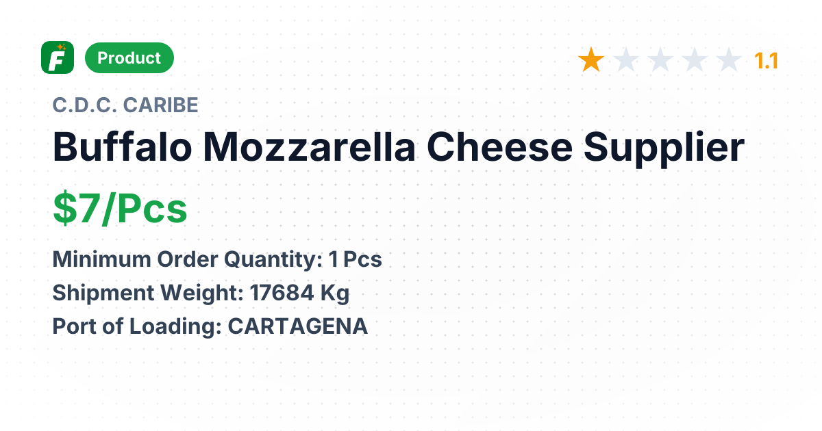 Buffalo Mozzarella Cheese – product summary card, no photo uploaded yet