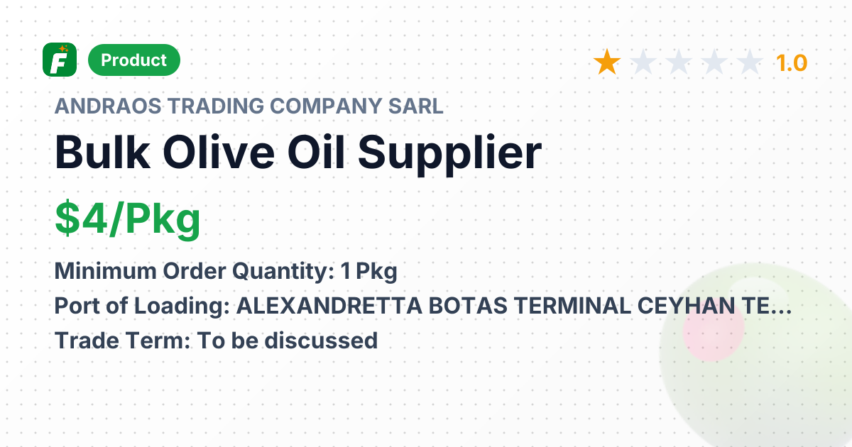 Bulk Olive Oil – product summary card, no photo uploaded yet
