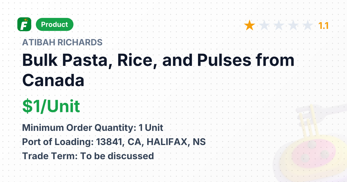 Bulk Pasta, Rice, and Pulses – product summary card, no photo uploaded yet