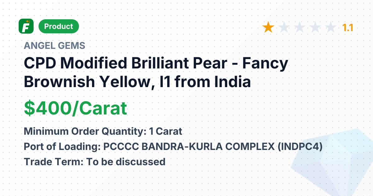 CPD Modified Brilliant Pear - Fancy Brownish Yellow, I1 – product summary card, no photo uploaded yet