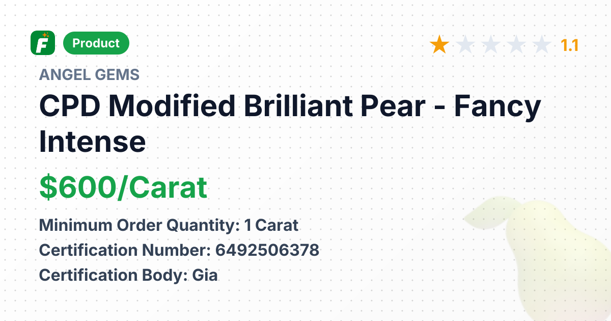 CPD Modified Brilliant Pear - Fancy Intense Orange-Yellow, SI1 – product summary card, no photo uploaded yet