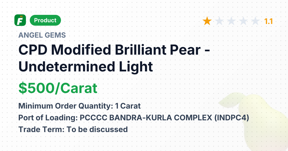 CPD Modified Brilliant Pear - Undetermined Light Yellow-Green, VS2 – product summary card, no photo uploaded yet